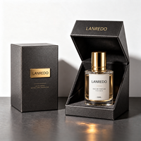 Botol Parfum Kosong Bulat Transparan Mewah Custom 30ml 50ml 100ml dengan Tutup Emas dan Kotak Burgundy