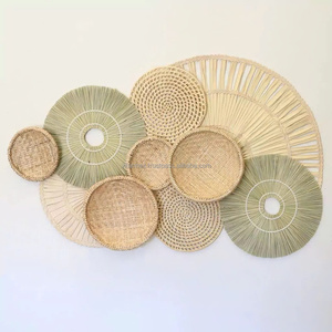Woven Natural Plant Fiber <b>Leaf</b> Shape Geometric Pattern Bohemian Design Multi-piece Set <b>Wall</b> Hangings Home Decor for Living Room - Product Image 6