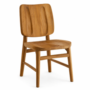 <b>Scandinavian</b> Eco-Friendly Waterproof Solid Teak Wood <b>Dining</b> <b>Chair</b> Ergonomic Contoured Seat Sculpted Home Office Apartment - Product Image 2
