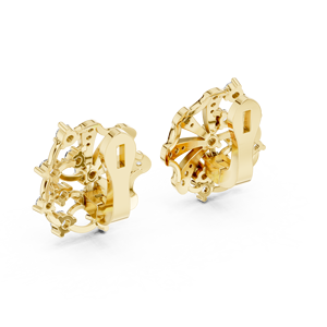 Boucles d'oreilles clous en or jaune 18 carats avec moissanite florale, certifiées IGI, bijoux de luxe pour femme, idéales pour anniversaire ou soirée - Product Image 2