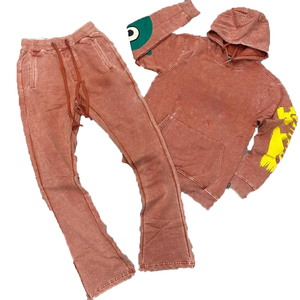 Chándal de invierno de diseñador para hombre, de peso pesado, con cremallera completa, manga larga, negro, con efecto desgastado por el sol, logotipo personalizado y bordado desgastado - Product Image 5