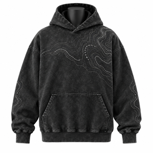 <b>Oversized</b> Hooded Sweatshirt Embroidered Unisex Casual Knitted Fleece 100% Cotton Eco-Friendly Spring Wear - Product Image 1