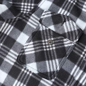 Chemises pour hommes, chemise-veste en flanelle à carreaux doublée sherpa pour l'hiver, chemises en laine teintes en fil à manches longues pour femmes - Product Image 3