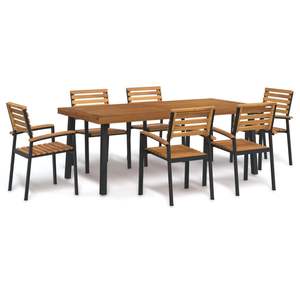 Set da Pranzo da Esterno in Legno Massello di Acacia e Metallo a 7 Pezzi - Elegante Arredamento per Patio - Product Image 1