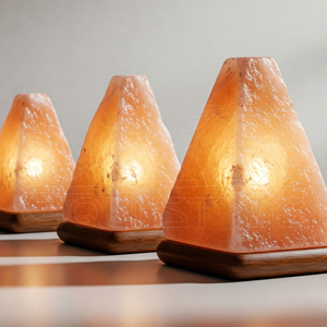 Wholesale Pyramid Shape Himalayan Salt <b>Lamps</b> Premium Quality Office & Home Decor 2-3 kg <b>Wooden</b> <b>Base</b> Pink Rock Salt <b>Lamps</b> - Product Image 2