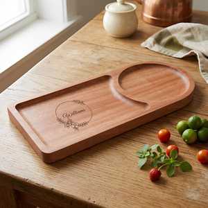 Plateau de rangement et de service en bois, plateau en bois artisanal multifonctionnel pour la cuisine, la salle à manger et la décoration du salon - Product Image 1