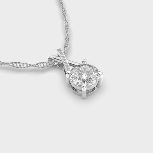 Colgante Solitario Cruzado con Diamante Cultivado en Laboratorio, Corte Redondo, Certificado IGI, con Micro Pavé en Plata de Ley 925 - Product Image 3