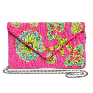 Sac à main artisanal en perles de graines, motif floral printanier, pochette multicolore en perles |   Accessoire de festival en gros d'Inde - Product Image 3