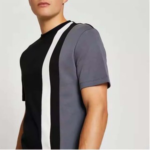 T-shirt décontracté d'été pour homme, col rond, manches courtes, respirant, en polyester/coton non tissé, gris, noir, blanc - Product Image 4