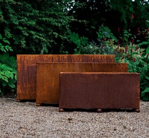 Top Selling <b>Rectangle</b> Rustic Vintage Outdoor Large Size Industrial Garden Decorative Metal Iron <b>Planters</b> Set of 3 - Product Image 5