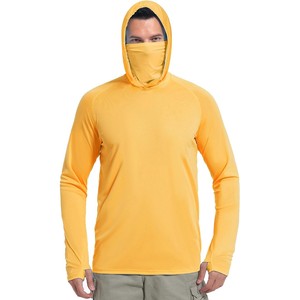 Camiseta de Pesca 2026 Nueva Unisex Amarilla de Manga Larga con Capucha, Protección Solar UPF 50, Transpirable, de Secado Rápido, Anti-UV, Color Sólido - Product Image 1