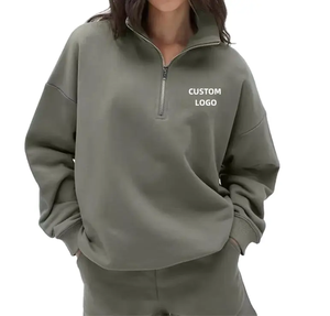Sudadera con capucha de algodón para hombre, estilo pulóver de golf con cremallera de 1/4, oversize, lisa, para entrenamiento, con media cremallera. - Product Image 6