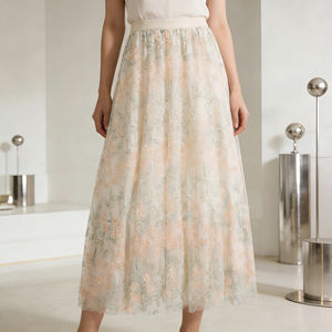 Vente flash sur la jupe midi à imprimé floral tendance Temu pour femmes, jupe taille haute à silhouette évasée pour la garde-robe printemps-été - Product Image 2