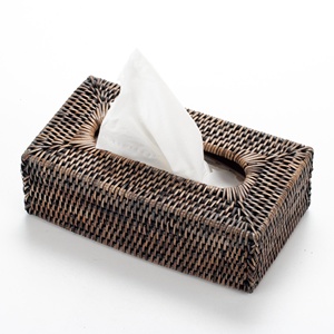 Porta pañuelos de ratán trenzado, decoración para encimera de cocina, funda de fibra natural para cajas de pañuelos - Product Image 5