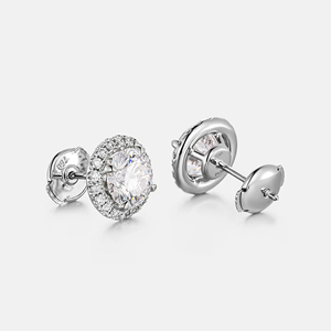 Classic 925 <b>Silver</b> <b>Stud</b> Earrings With Round Brilliant Cut Diamond Claw Setting Rhodium Plated Women's Engagement Jewelry - Product Image 2