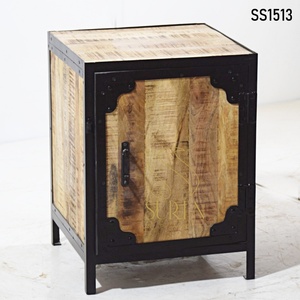 SUREN SPACE SS1513 Indian Rough Mango Aara Rustic Finish Jodhpur Modern Eco-Friendly Solid Wood Bedroom Bedside Nightstand - Product Image 1