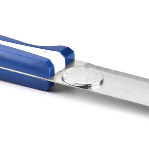 Couteau de chef, lame en acier inoxydable, manche en plastique, rayures bleues et blanches, design étoile rouge, utilisation pour droitier, couteaux de chef - Product Image 3