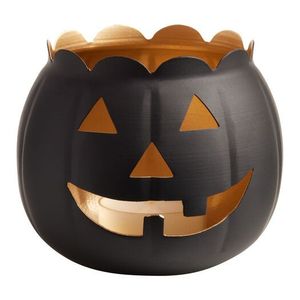 Lanterne citrouille d'Halloween en fer noir avec poignée, résistante à la chaleur, pour bougie votive, décoration d'Halloween pour la maison - Product Image 2