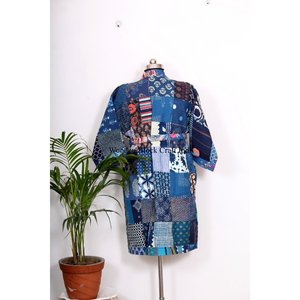 Kimono indien fait main en coton kantha pour femme et homme, élégant vêtement de plage, peignoir, couvre-maillot de bain, kimono patchwork, cadeau pour femme - Product Image 6
