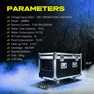 เครื่องพ่นหมอกแบบมืออาชีพ 3000 วัตต์ สำหรับสร้างหมอกต่ำ |   เอฟเฟกต์น้ำแข็งแห้งโดยไม่ใช้น้ำแข็งแห้ง |   ระบบควบคุม DMX512 และรีโมทคอนโทรล พร้อมกล่องใส่แบบมีล้อ - Product Image 4