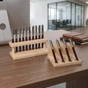ที่วางปากกาไม้: ไม้สนธรรมชาติ เคลือบวอลนัท มี 4 หรือ 10 ช่อง - Product Image 6