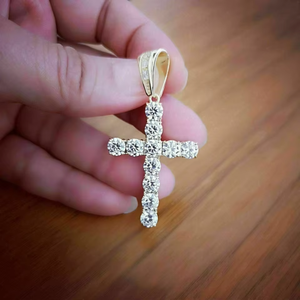 Pendentif en moissanite taille ronde, motif croix, style hip-hop, entièrement serti, en argent 925, pendentif foi religieuse - Product Image 5