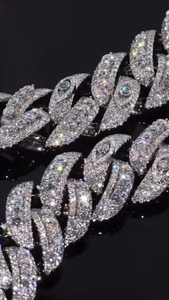 Luxury Moissanite Cuban Link <b>Chain</b> Necklace <b>Iced</b> <b>Out</b> Hip Hop Jewelry 925 Silver Finish Unisex Statement Gift Shine - Product Image 5
