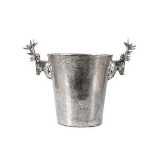 Cubo de Hielo para Champán de Aluminio Fundido con Diseño Excelente, Enfriador de Vino con Acabado Plateado para el Hogar y Bar, Enfriador de Cerveza para Fiestas - Product Image 1