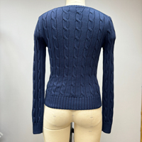 OEM Maßgefertigter Logo-Pullover Hochwertige 100% Baumwolle Damen-Sweater Lässiger Jumper Langarm Rundhals Gerippter Pullover