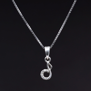 Collier avec pendentif en forme de note de musique en argent sterling 925 avec pierres CZ transparentes, colliers pour femmes, cadeau de fiançailles, bijoux de mariage en vrac - Product Image 2