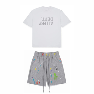 2026 Men's Two Piece <b>Set</b> 100% Cotton Streetwear T-Shirt and Shorts <b>Sets</b> Summer Dept Crew Neck t-shirts and shorts <b>sets</b> For mens - Product Image 3