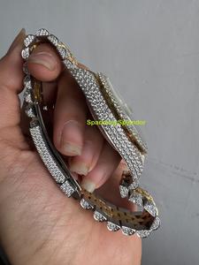 Montre personnalisable pour homme sertie de diamants Moissanite, en acier inoxydable doré, bracelet de 20 mm, montre de luxe tendance Hip Hop pour soirée - Product Image 4