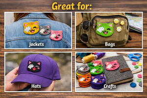 100 parches bordados de gatos Kawaii, 10 colores surtidos, termoadhesivos o para coser, con diseño de cara de gato de dibujos animados, para ropa, bolsos y sombreros. - Product Image 6