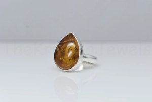 Anillo de plata con ámbar báltico, anillo de plata de ley 925, regalo de aniversario, boda, cumpleaños para ella - Product Image 1