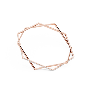 Luxury Rose Gold Geometric Open Cuff <b>Bangle</b> <b>Bracelet</b> for Women Minimalist Pavé Crystal Stackable Designer Fashion Jewelry - Product Image 4