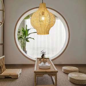 New Collection Eco Friendly Bamboo Rattan Chandelier Lamp Artisan <b>Crafted</b> Hanging <b>Light</b> for Hotel Villa Interior Design - Product Image 5