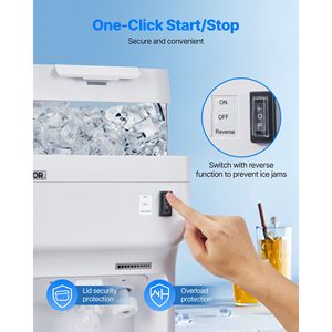 Tritaghiaccio Elettrico Commerciale 350W 1500RPM, 220 libbre all'ora, Macchina per Ghiaccio Tritato da Tavolo con Contenitore da 8L per Coni di Neve e Alimenti - Product Image 5