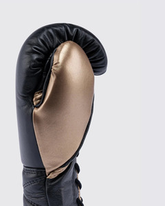Five B Black Leather Boxing <b>Gloves</b> Lace-Up Wrist Closure Adult Training Gear for Boxing Practice and Competition - Product Image 5