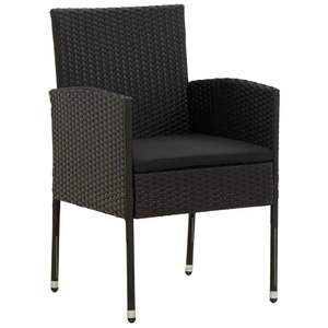 Set da Pranzo per Esterni in Rattan PE Nero e Acciaio con Mobili in Legno di Acacia Massiccio - Product Image 4