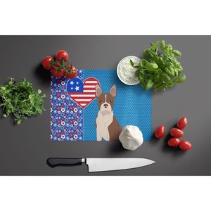 Planche à découper en verre trempé décorative américaine Boston Terrier rouge USA planche de service de cuisine de grande taille pour hacher - Product Image 3