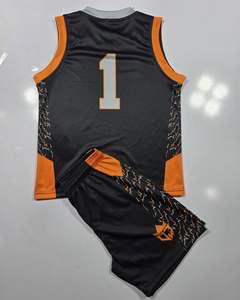 Ensemble de maillots de basket-ball Lady Yeguas, sublimé, col en V, sans manches, coupe athlétique pour femmes, orange et noir, polyester 320 g/m², uniformes - Product Image 3