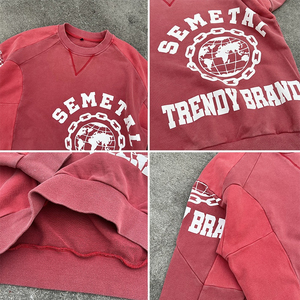 เสื้อสเวตเชิ้ตทรงหลวมสไตล์สตรีทแวร์แบบดรอปโชว์เดอร์ ย้อมสีเอซิด ลวดลายกราฟิก พิมพ์ลายตามสั่ง สำหรับผู้ชาย คอเต่า ไซส์ S ขายส่งโดย STYLE CASTER SPORTS - Product Image 3