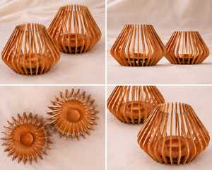 Lampe à bougie en bois artisanale, porte-bougie décoratif et centre de table pour cadeaux de Noël et d'anniversaire - Product Image 4