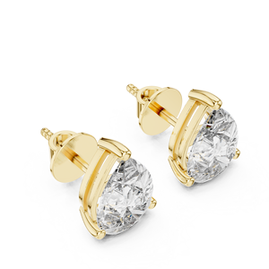 Handmade Pear Shaped Prong Set Diamond Studs Available In 14K Yellow Gold Brilliant Cut Secure Screw <b>Back</b> <b>Earrings</b> For Women - Product Image 2