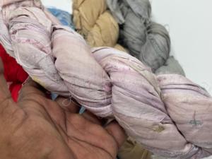 Recycled Sari Silk Ribbon Handmade Textile <b>Yarn</b> for Weaving Crochet Knitting Craft Supplies Wholesale Export - Product Image 3