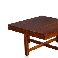 Table basse en teck sculpté Smart Art, hauteur réglable, design moderne décoratif, mobilier de salon, finition noyer