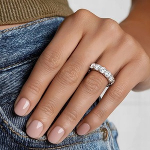 RATAN JEWELS Luxury Lab Grown Diamond <b>Ring</b> Lab created 14K White Gold Round Brilliant Cut Diamond Jewelry Engagement <b>Ring</b> - Product Image 6