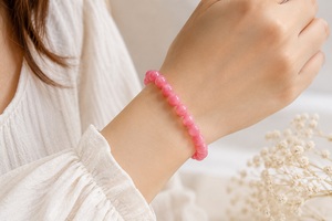 Natural Pink Jade Gemstone <b>Bracelet</b> Handmade Beaded Crystal <b>Bracelet</b> Birthstone Gift <b>Healing</b> Jewelry for Women - Product Image 6