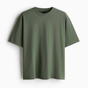 T-shirt Homme Vert Uni Oversize à Manches Courtes Col Rond 100% Coton Coupe Décontractée Longueur Standard Teint Uni Tricoté Séchage Rapide - Product Image 5