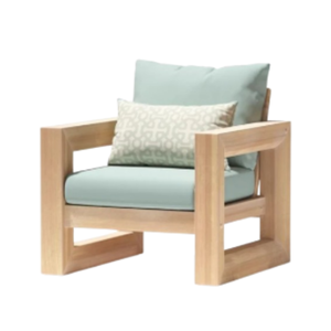 One Seat <b>Sofa</b> Outdoor with Cushion Teak <b>Wood</b> <b>Frame</b> <b>Sofa</b> Chairs for Patio and Outdoor Furniture Natural - Product Image 3